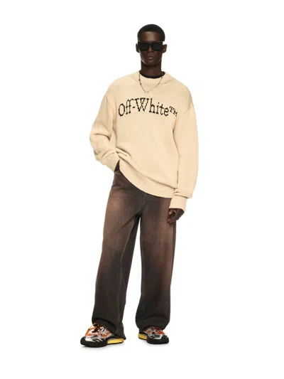 Off-white Overdyed Straight Jeans In Brown