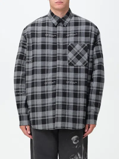 Off-white Overshirt In Checkered Cotton In Black
