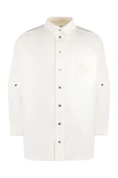 Off-white 90s Logo Overshirt In Raw White Cotton For Men