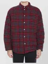Off-white Long-sleeve Button-up Shirt With Plaid Pattern In Red