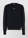 Off-white Oversize Cotton Blend Sweater With Embroidered Designs