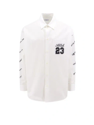 Off-white Oversize Cotton Shirt With Logo 23 In White