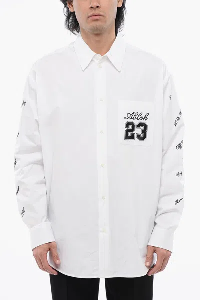 Off-white Oversize Fit 23 Embroidered Shirt In White Black