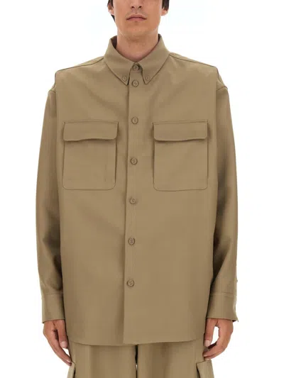 Off-white Oversize Fit Shirt In Brown