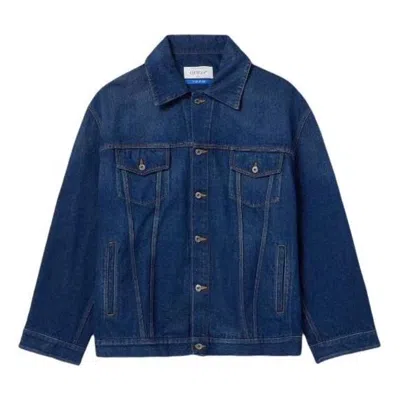 Off-white Oversize Logo-appliqued Denim Jacket In Blue