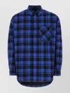 Off-white Check Flann Hooded Shirt In Blue