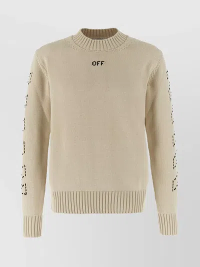 Off-white Oversize Sweater With Graphic Back Design In Neutrals
