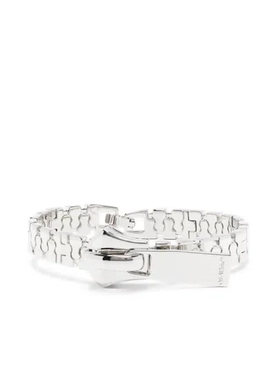 Off-white Oversize Zip Bracelet In Silver