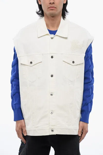 Off-white 90s Logo Embroidered Denim Vest In White