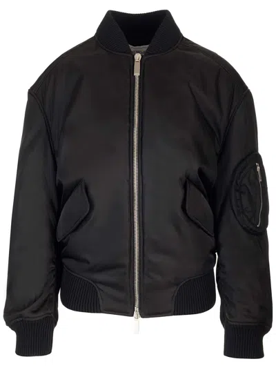 Off-white Nylon Bomber Jacket In Black