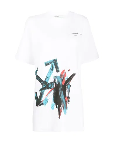 Off-white Oversized Brushstroke Arrow T-shirt In White