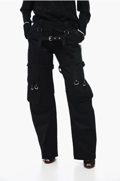 OFF-WHITE OVERSIZED CARGO PANTS WITH BUCKLE DETAIL