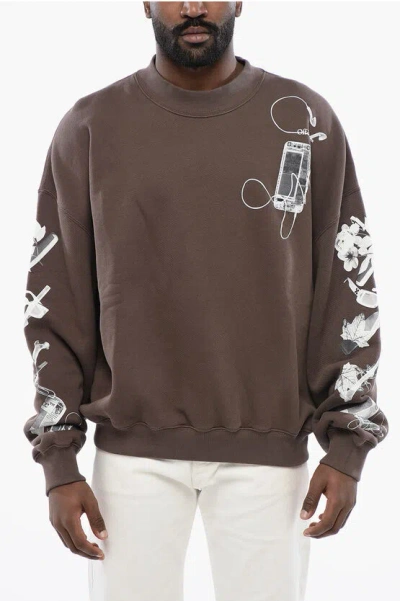 Off-white Oversized Crew-neck Sweatshirt With Print On The Back In Pattern