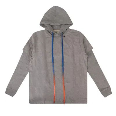 Pre-owned Off-white Oversized Logo Double Sleeve Hooded Sweatshirt 'grey'