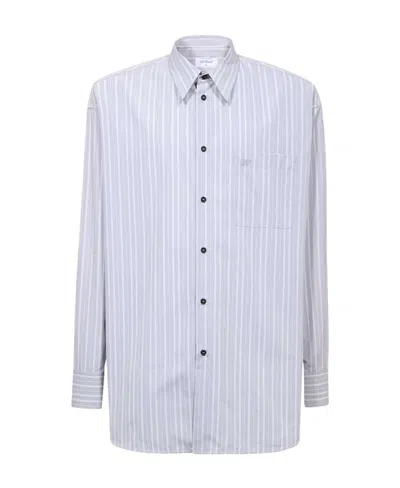 Off-white Oversized Striped Cotton Shirt In White