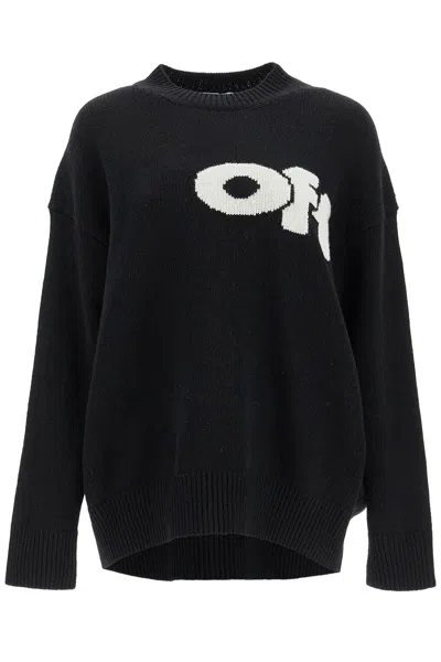 Off-white Logo嵌花针织毛衣 In Black