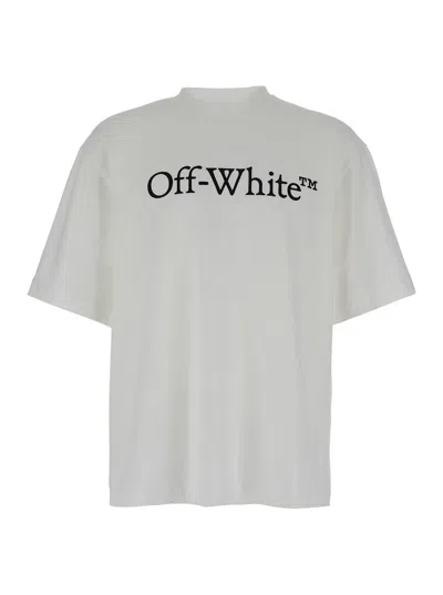 OFF-WHITE OVERSIZED WHITE T-SHIRT WITH CONTRASTING LOGO PRINT IN COTTON MAN