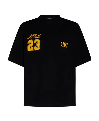 Off-white Ow 23 Skate Logo-print Cotton T-shirt In Black,gold