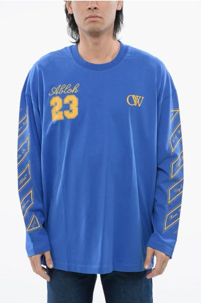 Off-white Graphic-print Cotton T-shirt In Blue
