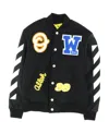 Off-white Ow Bomber Varsity Jacket In Black