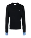 Off-white Wool Logoed Sweater With Layered Sleeves In Black