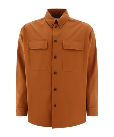 Off-white Ow Emb Cotgab Milit Shirt In Brown