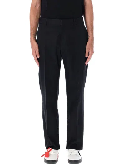 Off-white Dry Wool Slim Zip Pant Pants In Black