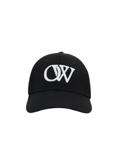 Off-white Ow-embroidered Cap In Black