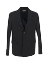 Off-white Strap Relax Black Virgin Wool Jacket In Black
