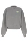 Off-white Embroidered Sweatshirt With Ribbed Cuffs And Hem In Gray