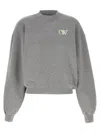 Off-white Embroidered Sweatshirt With Ribbed Cuffs And Hem In Gray