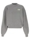 Off-white Embroidered Sweatshirt With Ribbed Cuffs And Hem In Gray