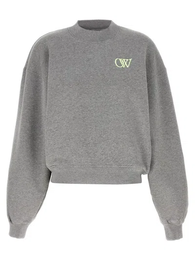 Off-white Grey Ow Embroidered Sweatshirt In Gray