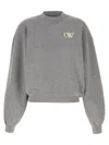 Off-white Embroidered Sweatshirt With Ribbed Cuffs And Hem In Gray