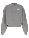 Off-white Embroidered Sweatshirt With Ribbed Cuffs And Hem In Gray