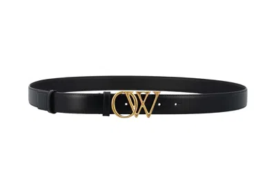 Pre-owned Off-white Ow Initials Belt 30 Black