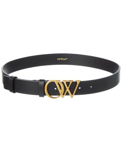 Off-white ™ Ow Initials Leather Belt In Black