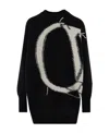 Off-white Ow Maxi Logo Intarsia Crewneck Wool Sweater In Black