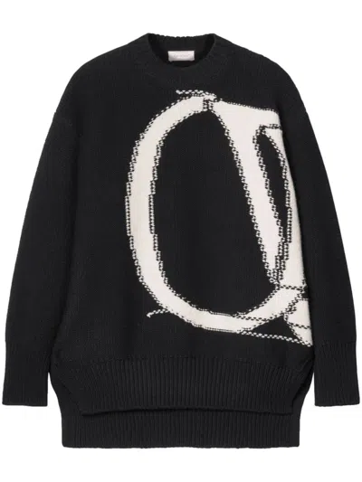 Off-white Ow Maxi Logo Sweater In Black/white