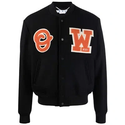 Pre-owned Off-white Ow Patch Logo Black Varsity Jacket