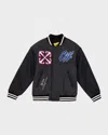 Off-white Casual Baseball Jacket In Anthracite White