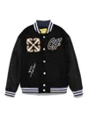 Off-white Ow Patch Varsity Jacket In Black