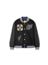 Off-white Ow Patch Varsity Jacket In Black