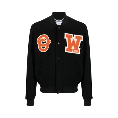 Pre-owned Off-white Ow Patch Varsity Jacket 'black'