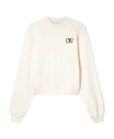 Off-white Ow-print Cotton Sweatshirt In White