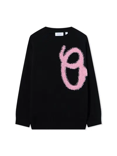 Off-white Ow Shared Wo Fuzzy Knit Crewn In Black