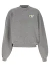 Off-white Embroidered Sweatshirt With Ribbed Cuffs And Hem