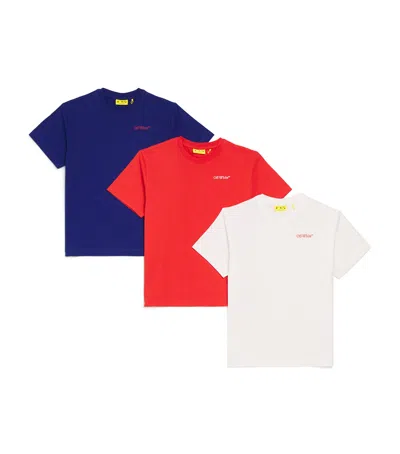 Off-white Kids' Pack Of 3 Cotton Bookish T-shirt In Multi