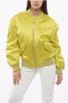 Off-white Padded Duchesse Bomber Jacket With Front Zip