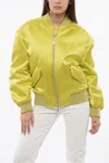 Off-white Padded Duchesse Bomber Jacket With Front Zip In Yellow